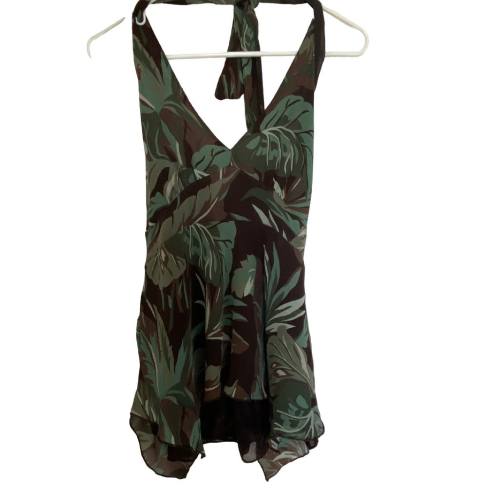 Michael Kors Tie Halter Top - Plant print - Size Large